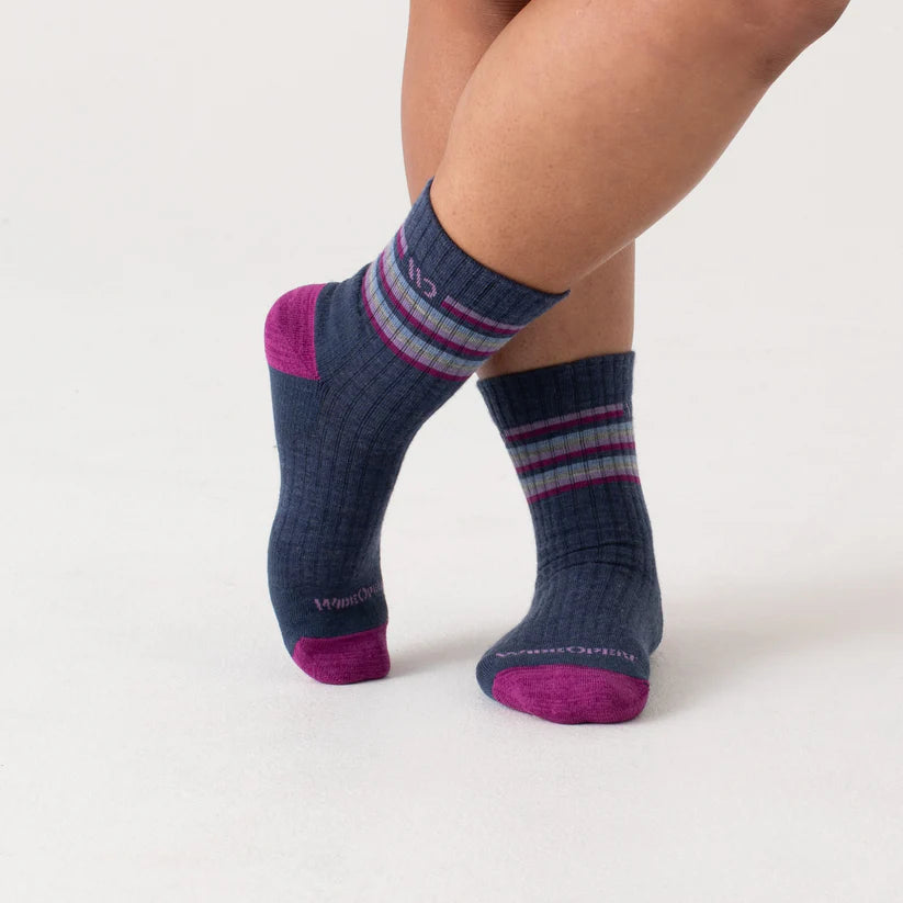 WOMEN'S MULTI STRIPE MIDWEIGHT MICRO CREW SOCK