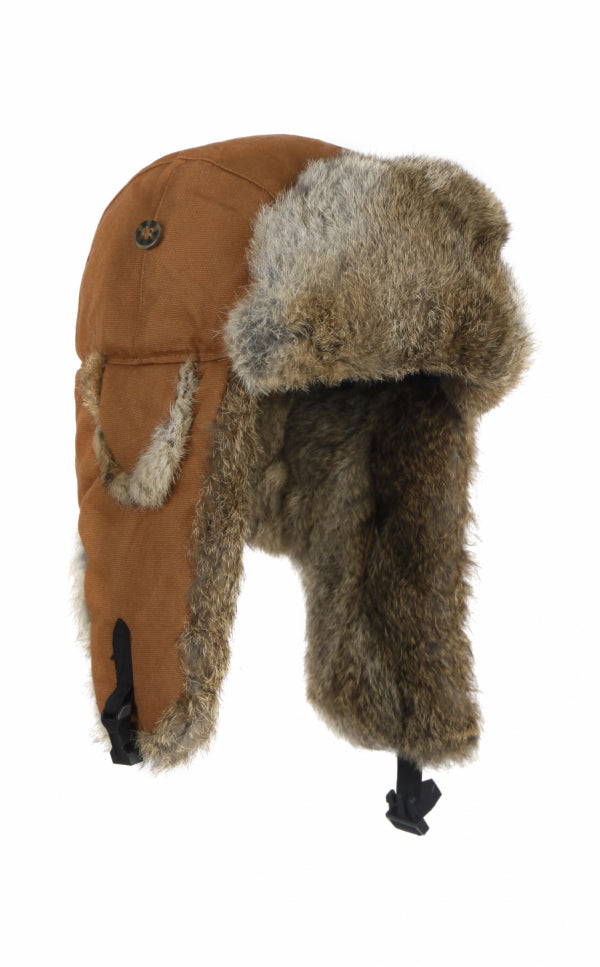 CANVAS BOMBER WITH BROWN FUR