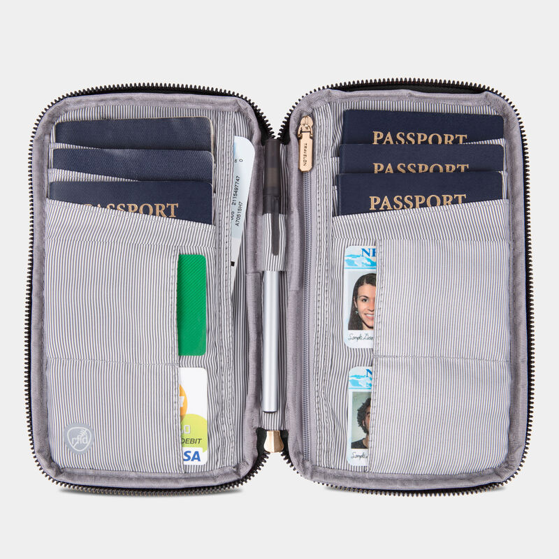 RFID BLOCKING FAMILY PASSPORT ZIP WALLET