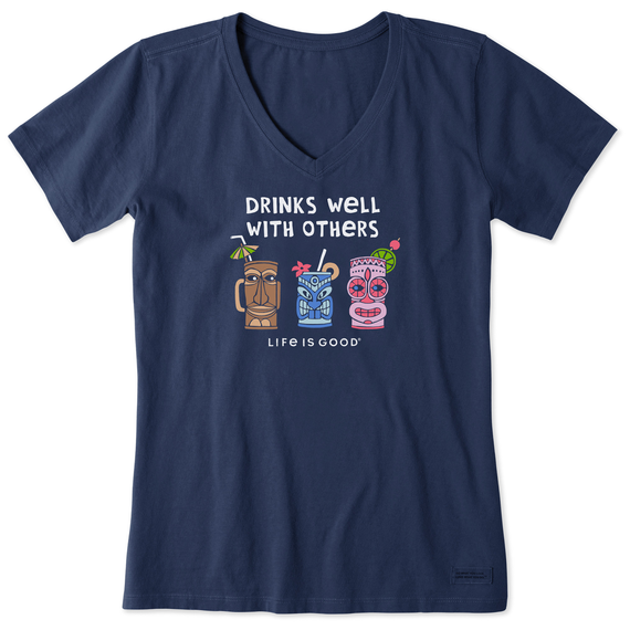 WOMEN'S TIKI DRINKS WELL CRUSHER-LITE VEE NECK TEE